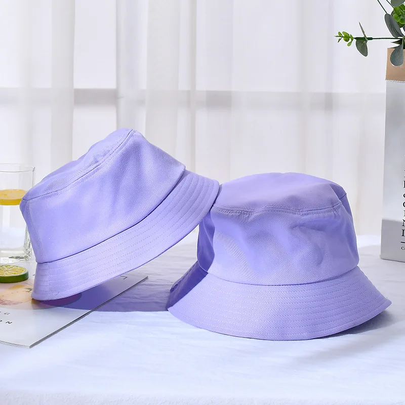 New Trendy Fashion Pure Color Women Bucket Hats Women Summer Sunscreen Panama Hat Outdoor Fisherman Hat Beach Cap for Kids