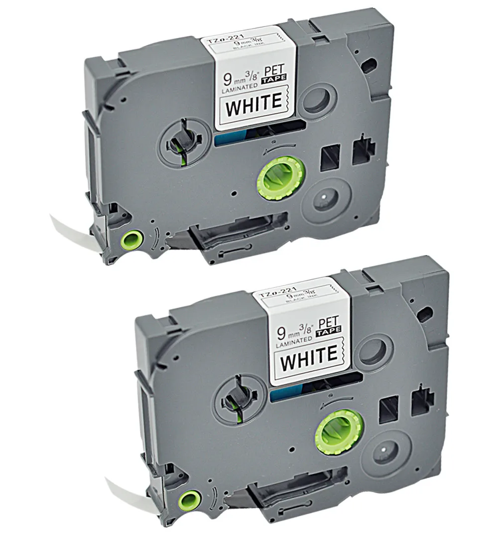 100% Compatible 9mm Black on White TZe 221 Label Tapes for p-touch label printer Tz221 tze221