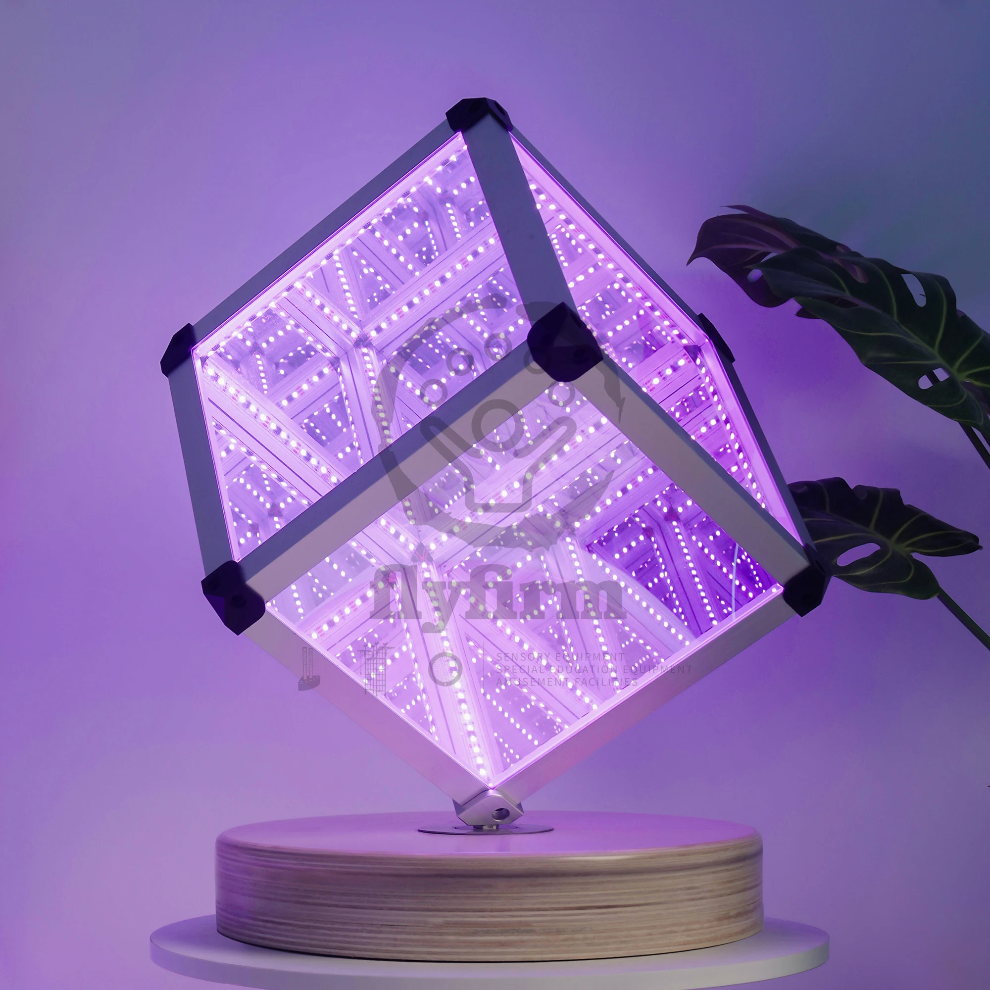 Flyfirm Rotating Infinity Cube with Music-Activated LED Lights - Interactive Sensory Cube for Autism, ADHD, and Home Decor