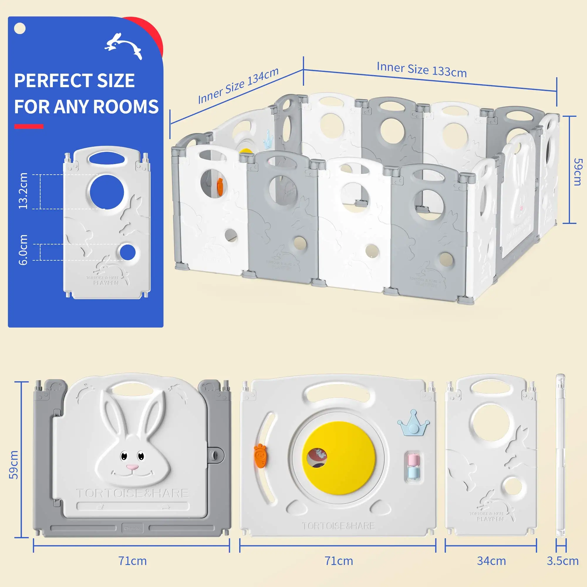 Multi-Combination Luxury Plastic Fence Kids For Children Toddler Playyard Indoor Foldable Game Play Yard Safety Baby Playpens