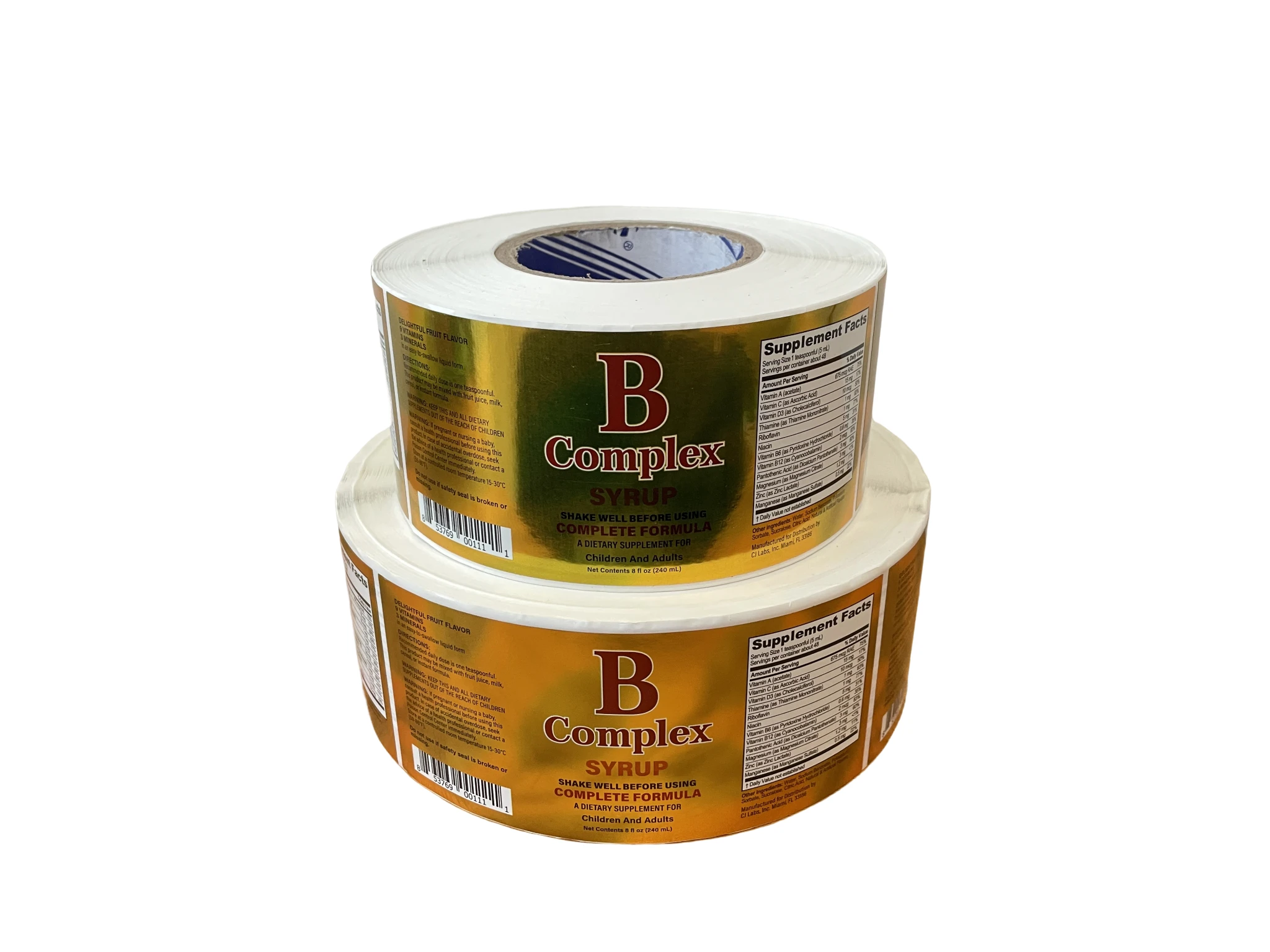 Customized printing dietary supplement facts #50 Silver BOPP waterproof vinyl packaging label stickers