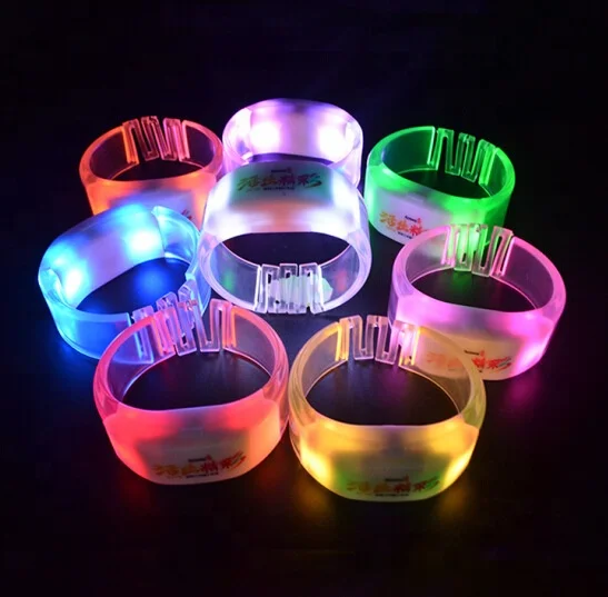 RGB Custom Logo Programmable Remote Control Flashing Bracelet Colorful Led Transparent Silicone Bracelet Light Up Wristband