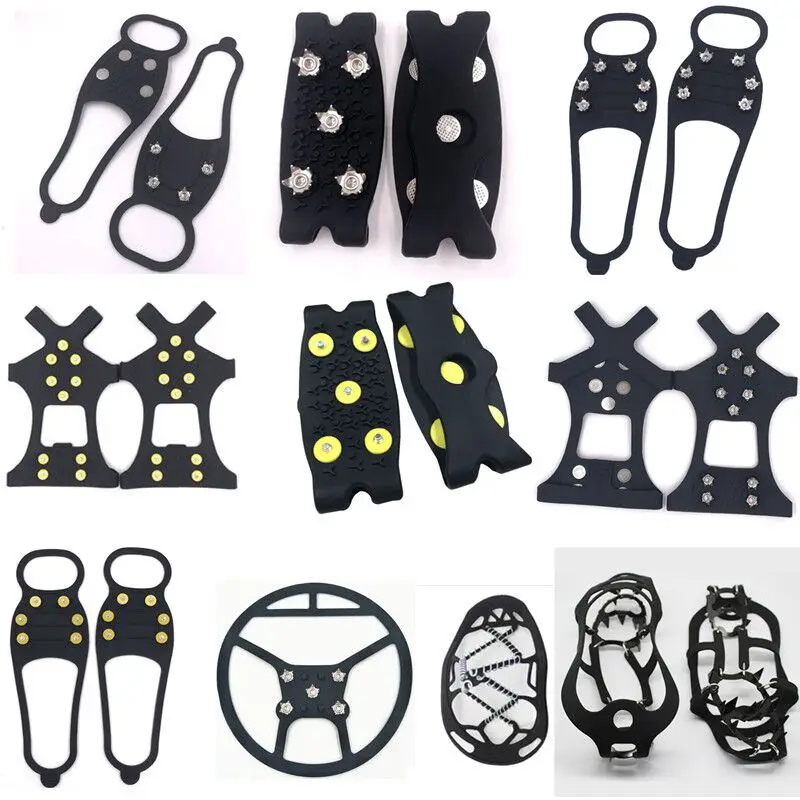 Ice Snow Grips 1 Pair Outdoor Simple Silicone Anti-Slip 5-Teeth 7-Teeth Claw Shoe Grip Cover Spike Crampon Cleat Attaches Black