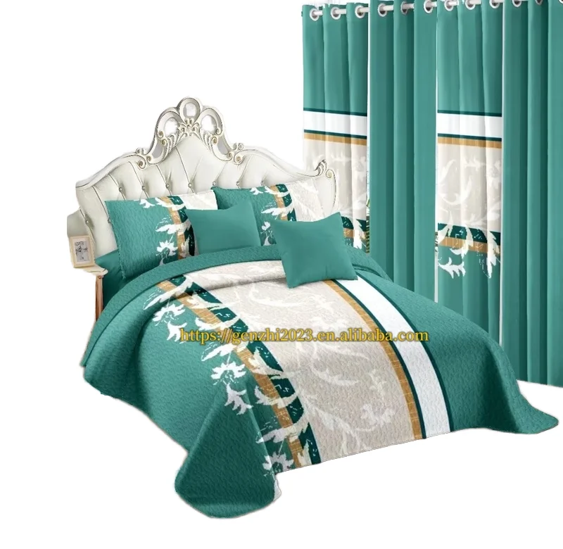Fast ship cheap price luxury America style 12 pcs bedspread bedding sheet set with matching curtains king size
