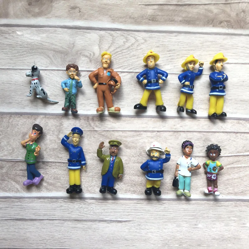 Великобритания 12 шт.; Комплект из двух предметов с рисунками мультфильма «Пожарный Сэм» фигурки мини персонажей ПВХ Фигурки обучающие игрушки для детей дома украшения