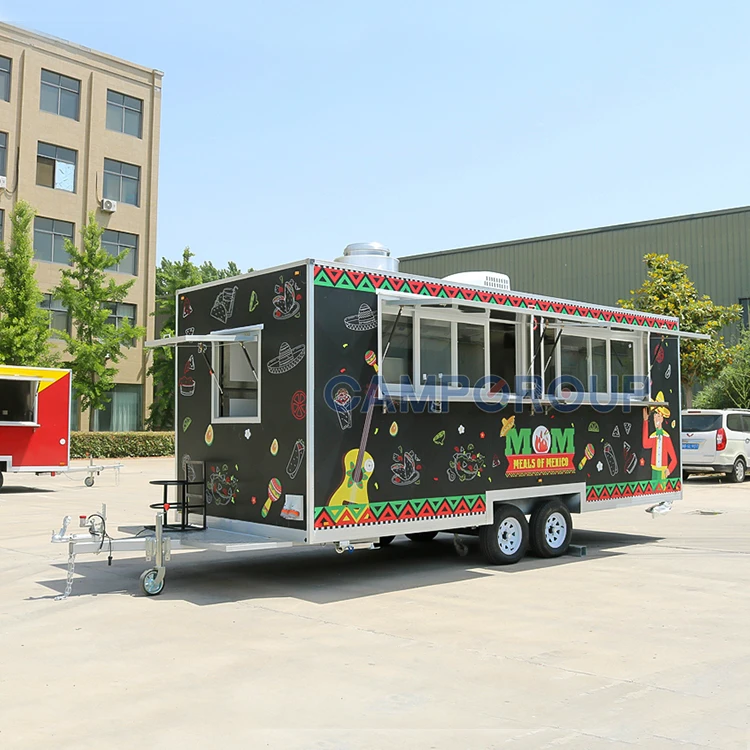 Fast food truck with full kitchen deep fryer food caravan trailer fried chicken bakery mobile food carts for sale