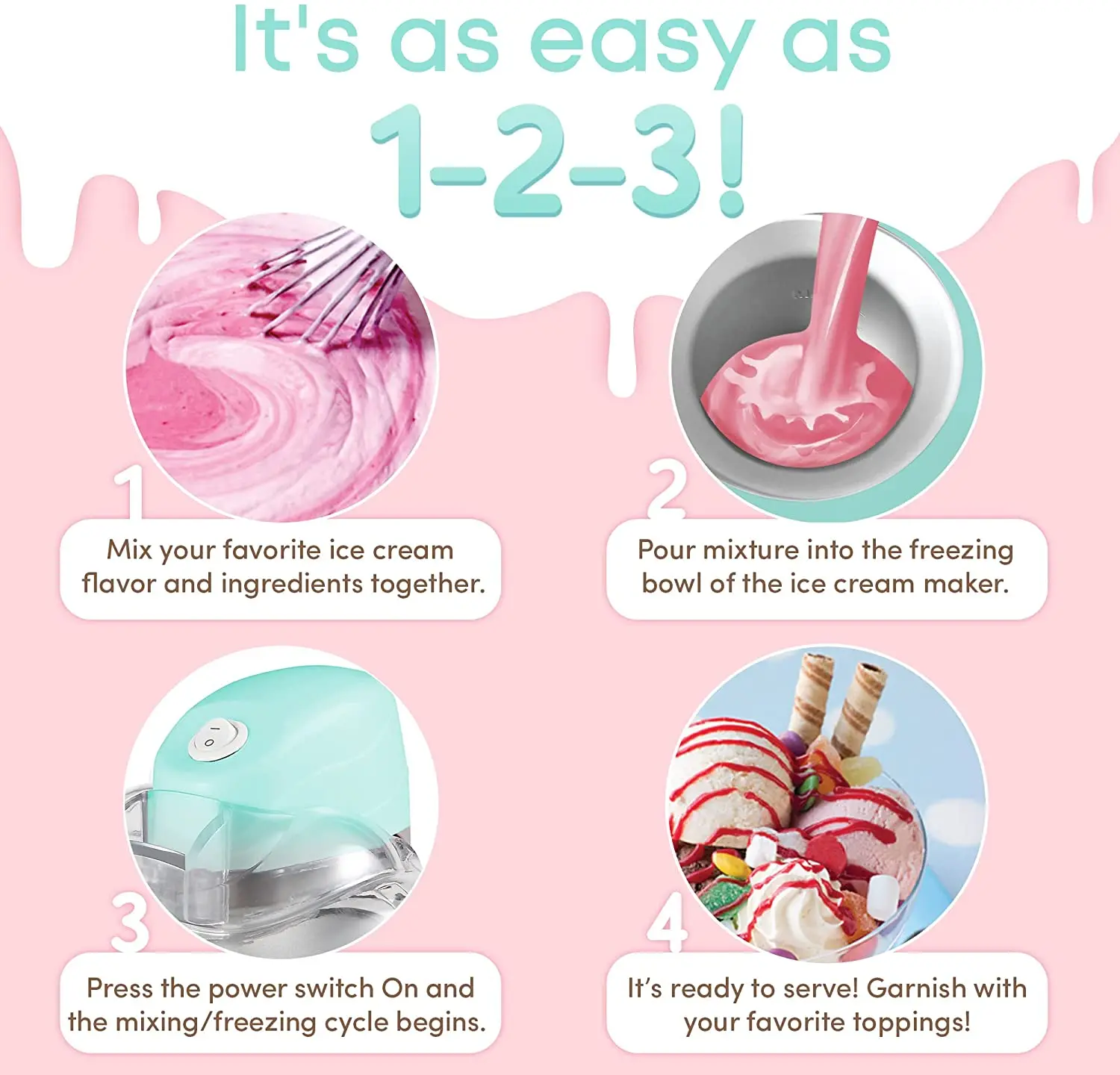 New Design 0.8L Capacity Electric Frozen Fruit Soft Electric Ice Cream Machine Maker For Home