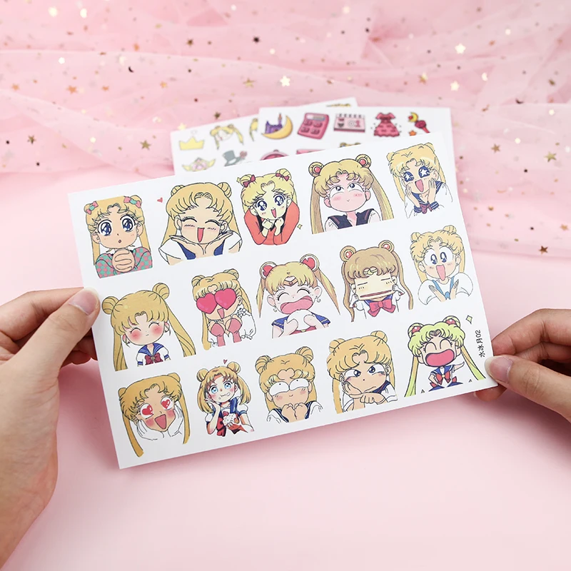 Promotional Custom Kawaii Vinyl Sailor Moon Stickers Eco-Friendly Die Cut Self Adhesive Anime Stickers