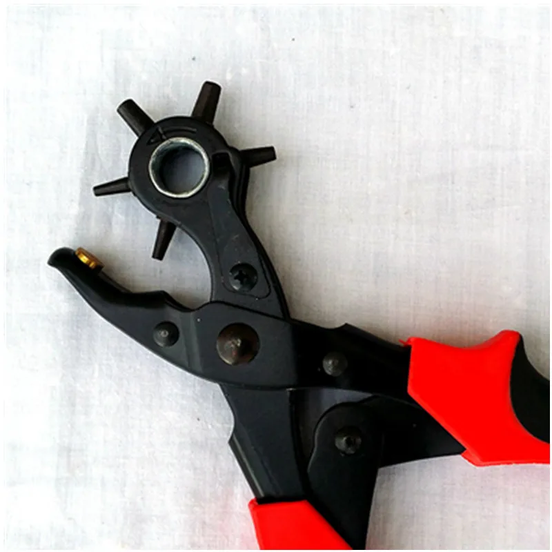 
2020 NEW Leather Belt Hole Punch Plier non-slip handle with 6 Different Punch Heads Leather Crafting Tools 