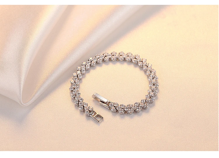 Firstmadam Shiny S925 Sterling Silver Bracelet High Quality Tennis Bracelet Women