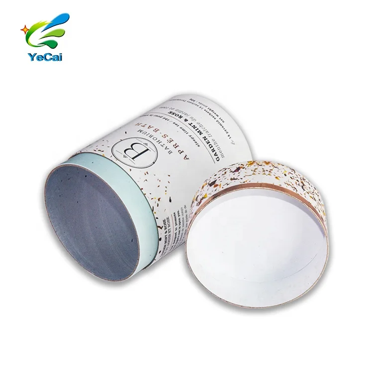 Custom Rotating Sifter Loose Powder Cardboard Jar Biodegradable Compact Kraft Paper Tube Box Bath Salt Container Packaging