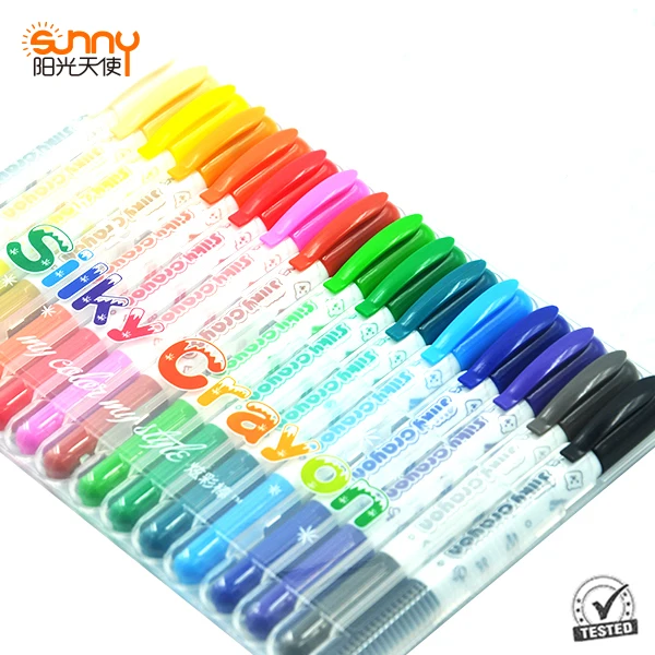 Washable crayons twist-able 12 colors children non toxic silky crayon