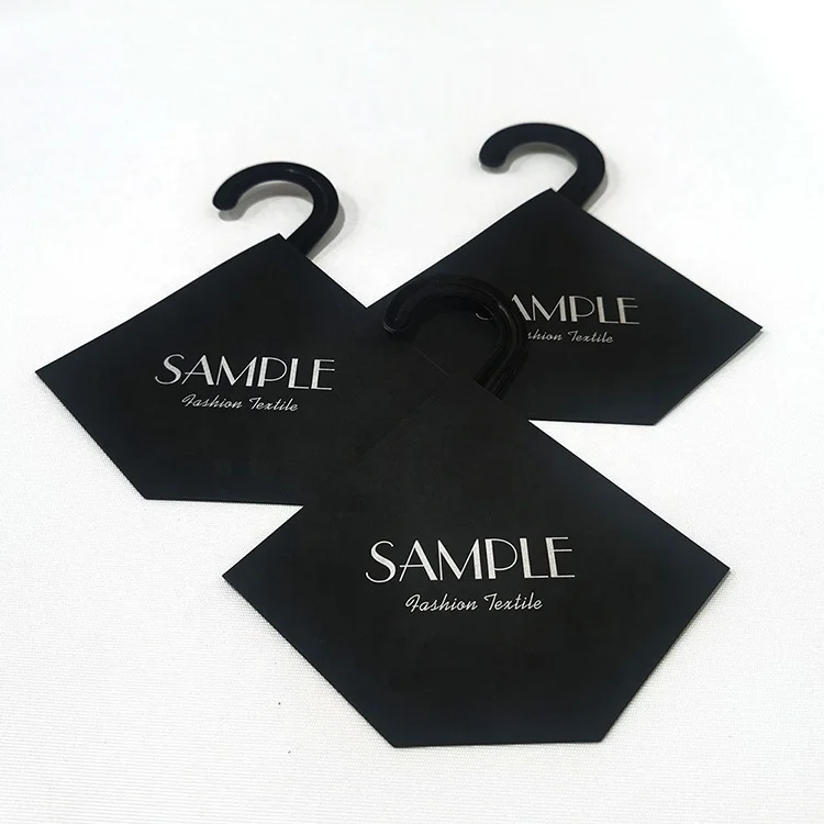 Off-the-shelf Customizable Foldable Paper Labels Clothing Tags with Plastic Hooks for Socks