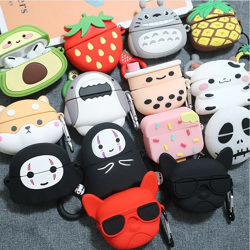 Wholesale  Cute 3D Cartoon Pattern Earphone Case For Airpods 1 2 Silicone animal wireless Charging Cover for airpod Pro Cases