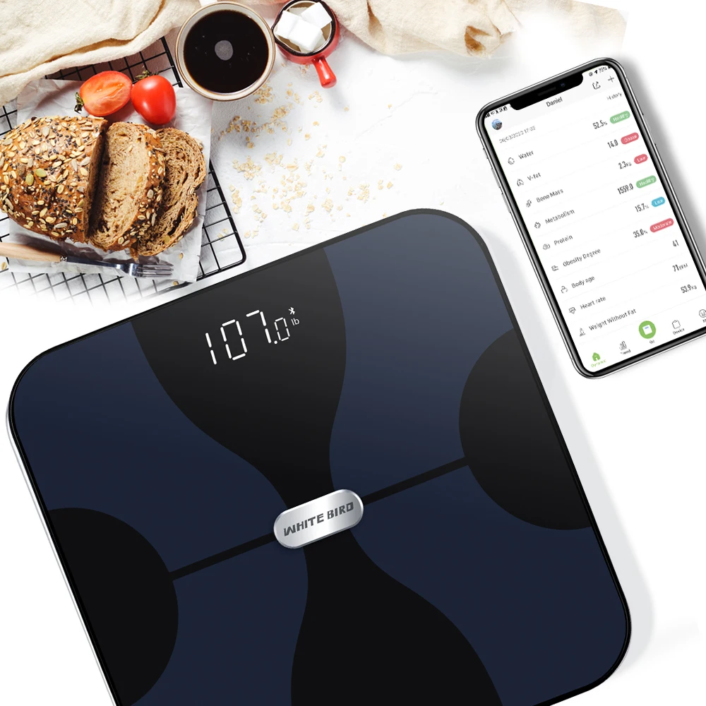 Hot sale high resolution LCD display tempered glass body weight bathroom scale body fat scale smart body fat scale
