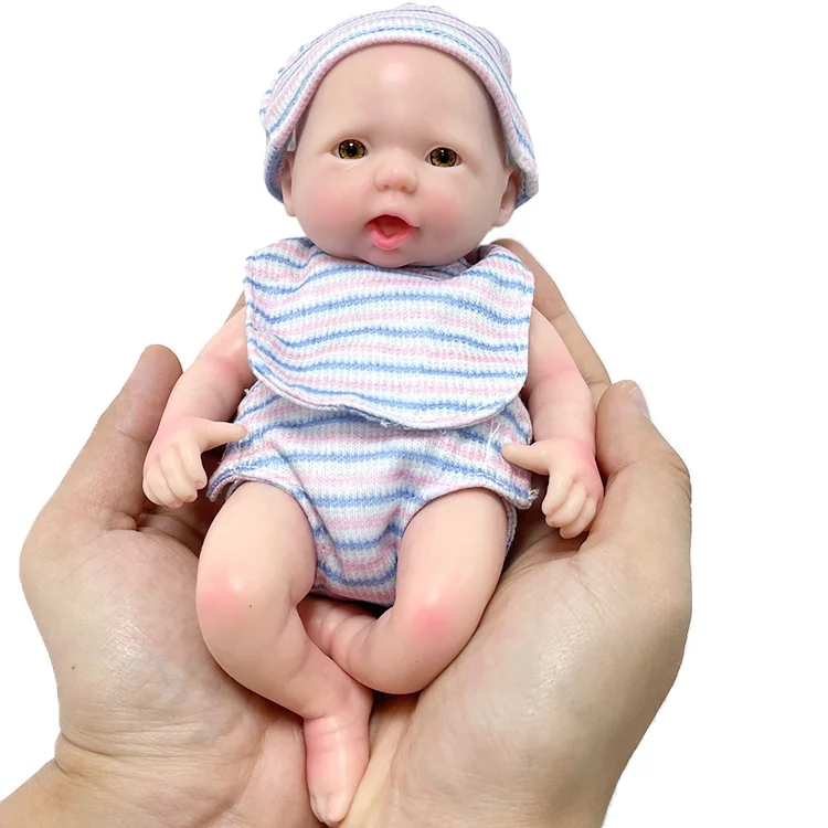 9'20cm 100% Full Body Silicone Reborn Doll Acrylic Eyes Girl Baby Newborn Toddler Soft Toys for Children Gift