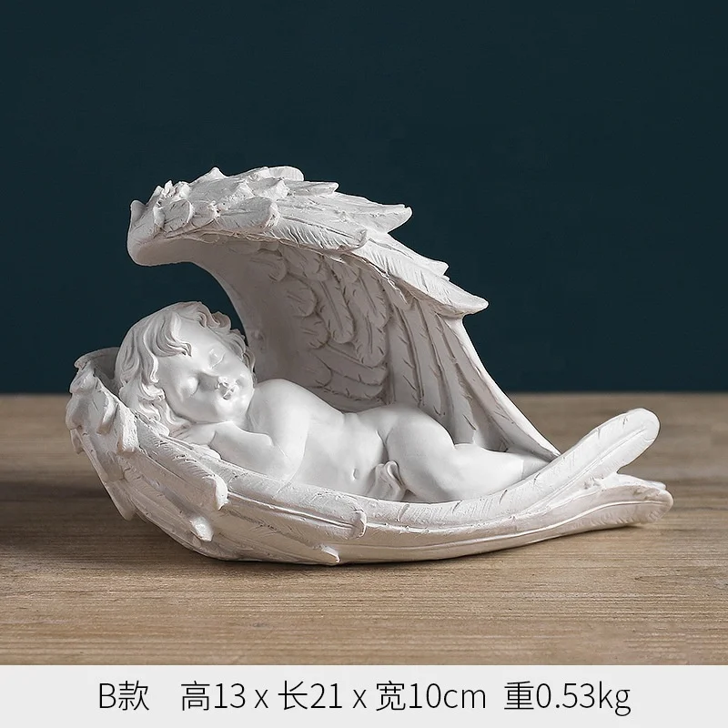 Crafts Home Decoration SCULPTURE Angels Modern Resin Europe White Angel Statue Cherub