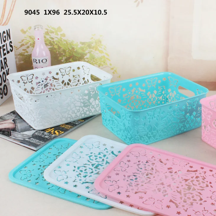 
High-Quality household laundry Rectangular storage Plastic Basket With handle 