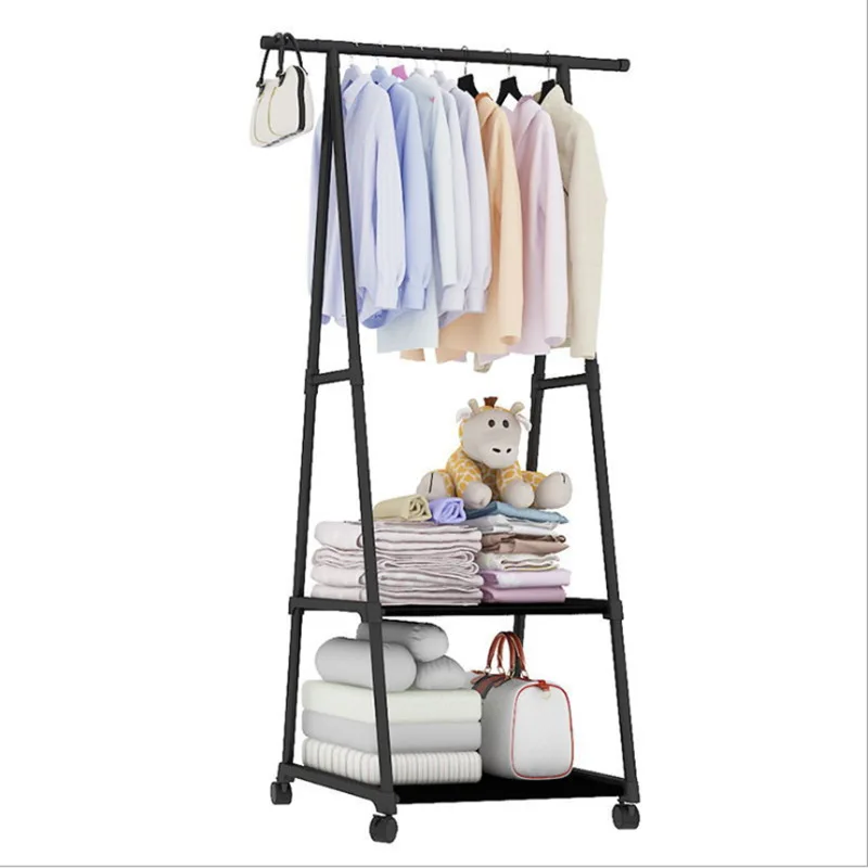 Standing triangle clothes display rack with storage shelf rack laundry room clothes rack