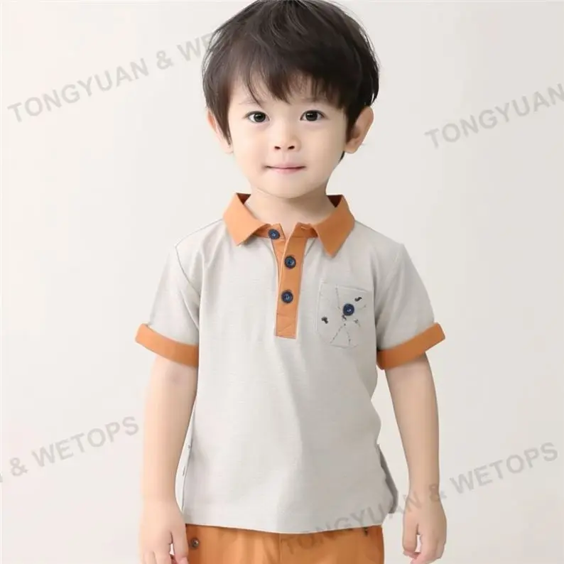 2025 KID Clothing Summer&Spring Breathable Fabric Kids Shirts 2-8Y 100%Organic Cotton Boys T-Shirts&Polo Shirts