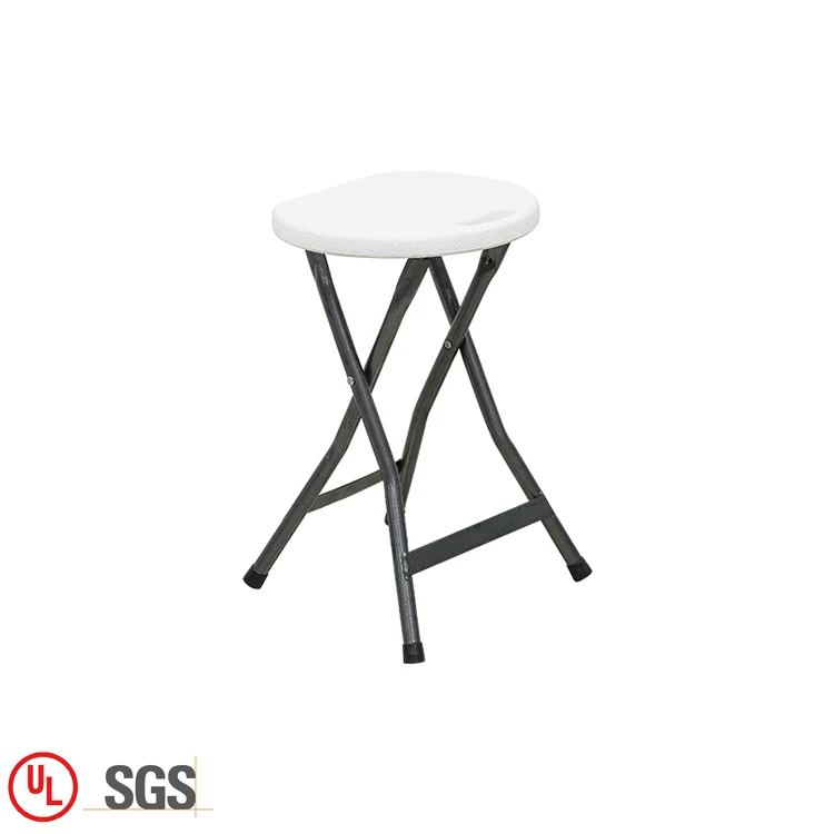 China suppliers white small bar height foldable chairs round hdpe plastic folding bar chair