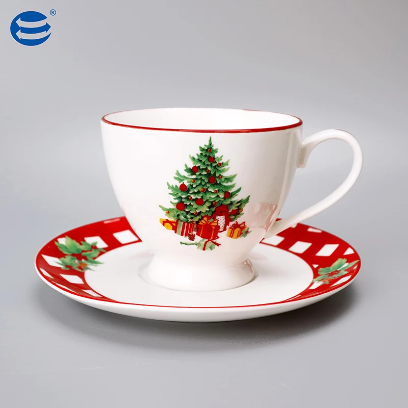 
Hot sale color box packing 4pcs porcelain snowman coffee mugs Christmas drinking cup set 