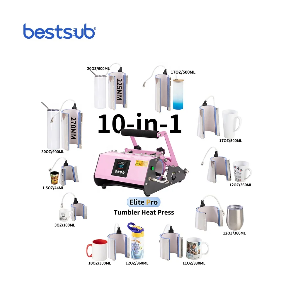 BestSub 30oz 20oz 17oz 12oz 11oz 3oz All in One 10 in 1 Transfer Tumbler Machine Sublimation Heat Press Machine Printing Mug