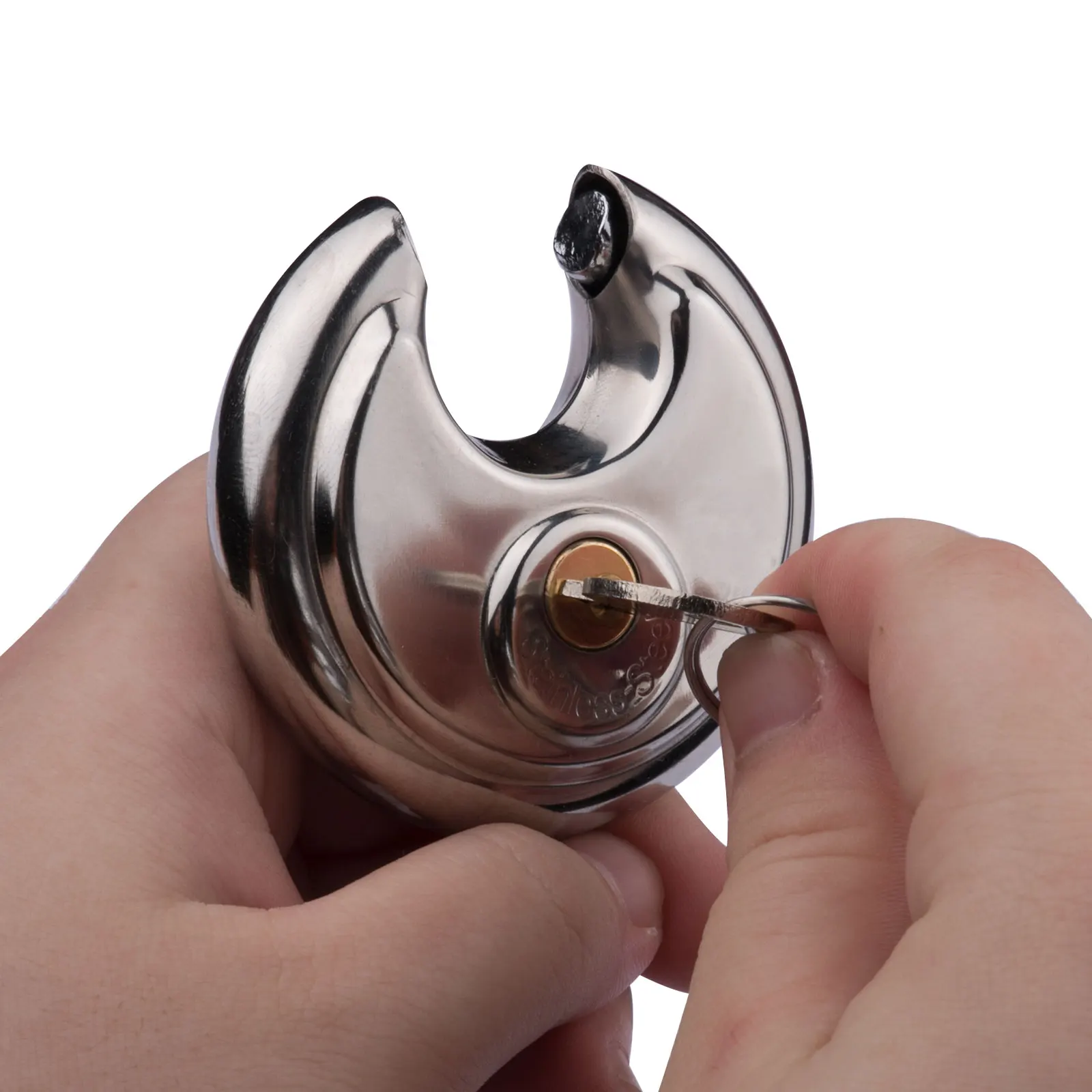 60mm Solid SS Disc Padlock Heavy Duty High Safety Pad Locks Anti-theft Stainless Steel Round Disc Door Padlocks