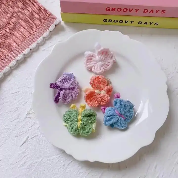 Hair clip of Bowknot of Coloured Wool South Korea New Acts Role of Lovely Contracted Bag Edge Hair Clip