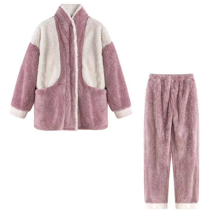 Factory Price Pajamas Sleepwear Modern Ladies Winter Sleepwear Plus Size Comfortable Sleep Coat And Pants Set