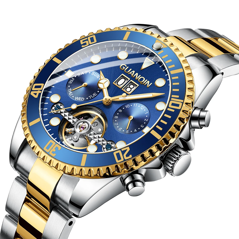 
waterproof luxury men tourbillon automatic mechanical stainless steel watches 