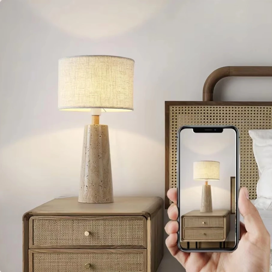 Modern design nordic decorative creative home yellow cave stone wabi uki cream unique moon bedside desk lamp led table lamps