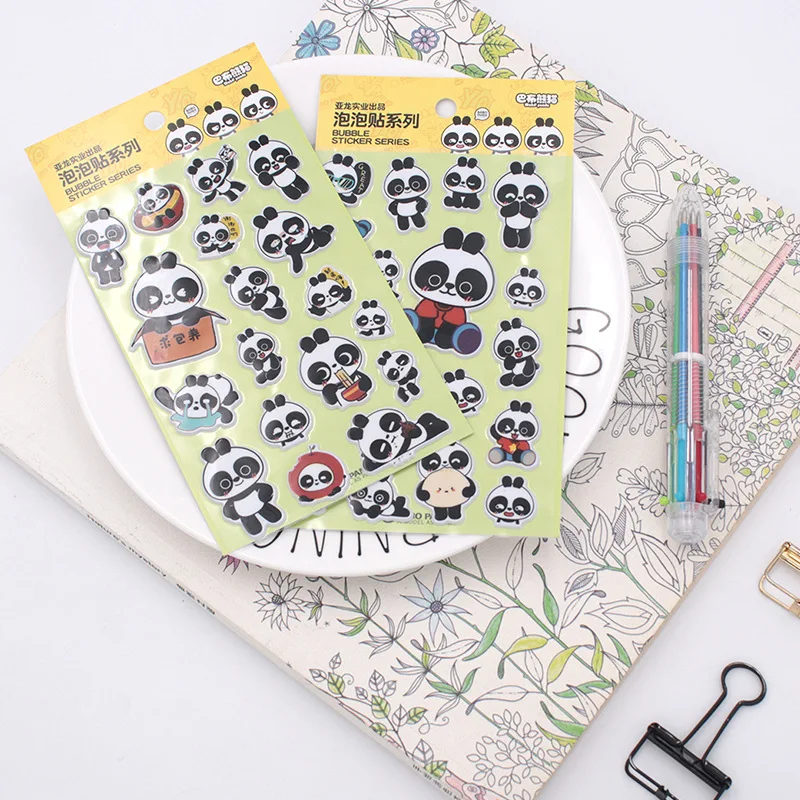 Decorative Kids Cute Fashion  panda 3D Puffy Animal Cartoon Sticker Kids Diary Scrapbook Decor Sticker