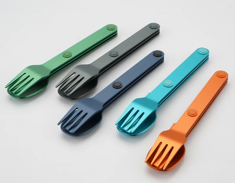 Magnetic 3 in 1 Camping Picnic High Quality Aluminum  Easy to Carry Portable Knife Fork And Spoon Tableware Set