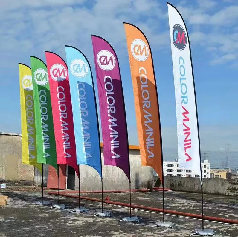 Aluminum Fiberglass Hight Quality Feather Fag Outdoor Custom Printed Banner with Metal Cross Water Bag Base
