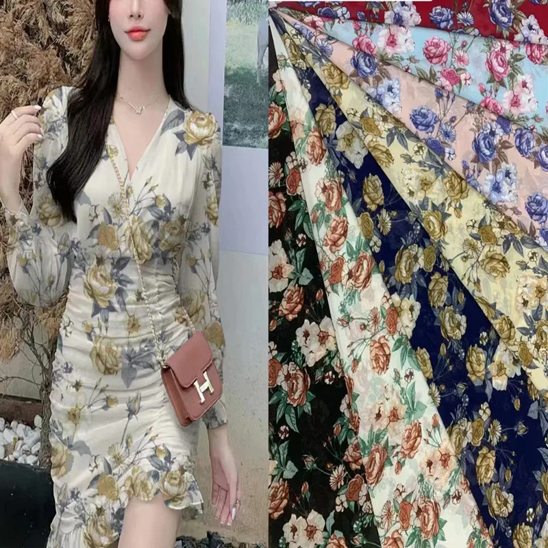 Wholesale 100 Polyester Material Woven Paisley Dress Making Fabric Chiffon