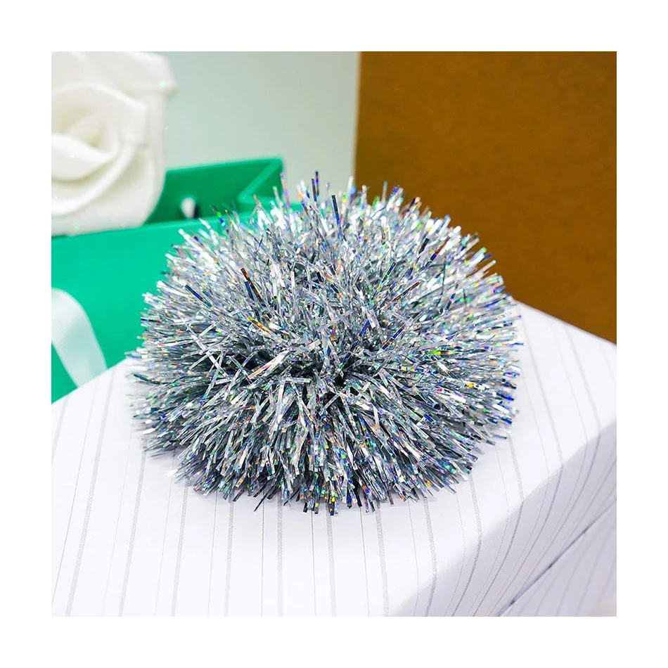 Free Sample Vitenam Wholesale PP  wired christmas ribbon bow Adhesive Tinsel Bows Gift Box Wrap Bow