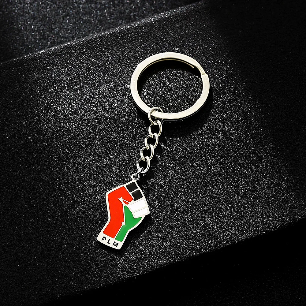 Palestine Fist Symbol Pendant Keychain Stainless Steel For Women Girl Gold Silver Color Charm Fashion Black Lives Matter Jewelry