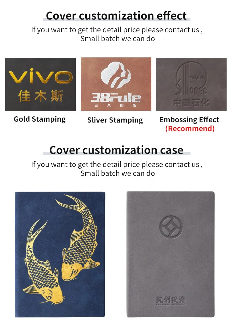 Custom Printing B5 A5 A6 Soft PU Leather Cover Notebook Fashion Simple Lined Journal Plain Diary Student Planner