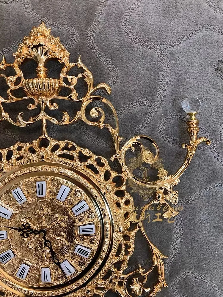 Luxury Wall Clock Home Decoration Antique Style Golden Copper Wall Clocks