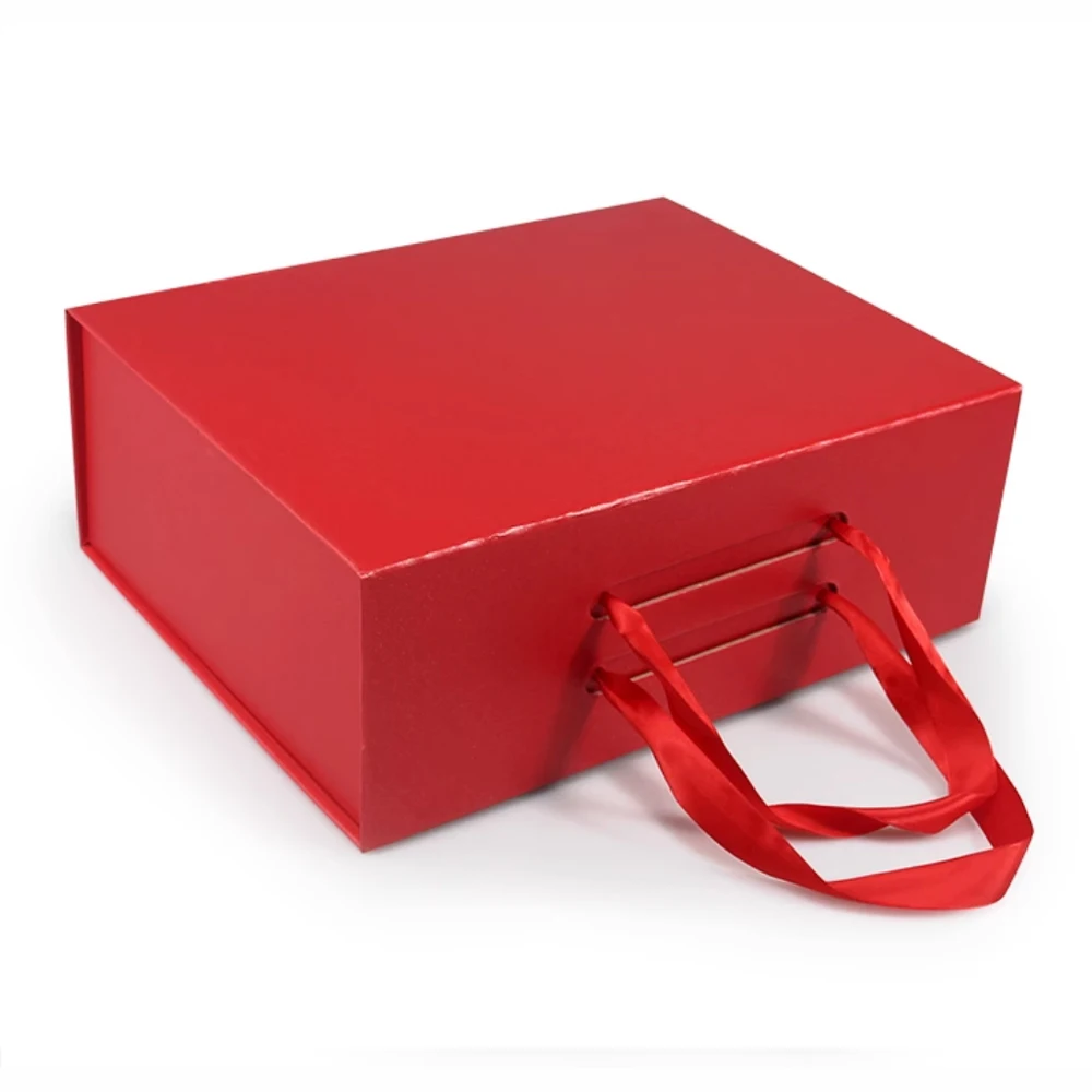 Custom Printing Packaging Magnet Closure Lid Cardboard Foldable Gift Box with Logo Clothing Paper Recyclable Luxury Rigid Red