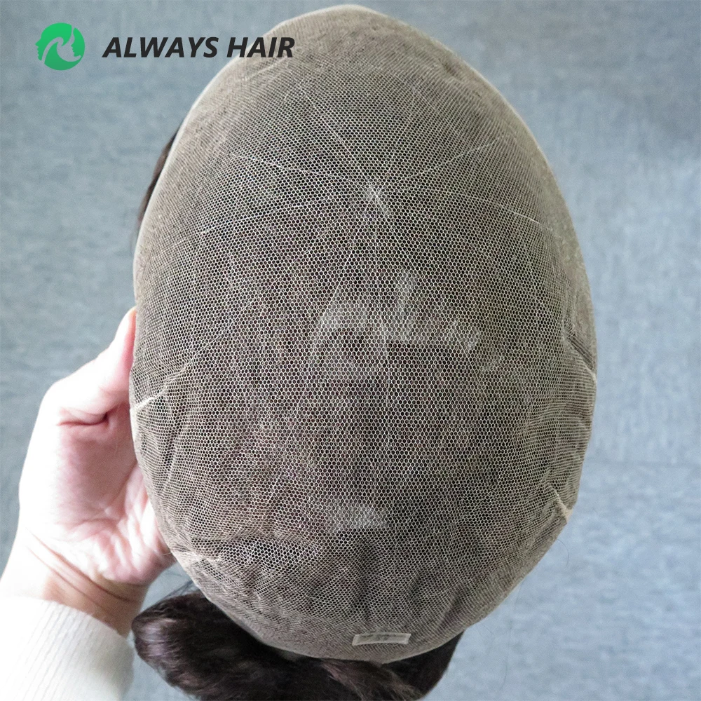 8x10 Dark Brown Full Swiss Lace Human Hair Mens Toupees Lace India Hair Units Natural System