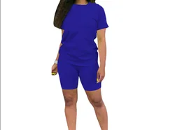 New Arrive Summer Hot Sell 7colors Women Casual Two Piece Blank Short Tracksuits Outfits 2 Piece Jogger Set