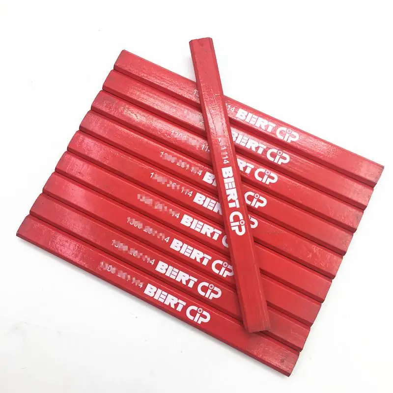 2023 custom carpenter pencils  cheap 7 inches red natural wooden Bulk carpenter pencil with logo for offices