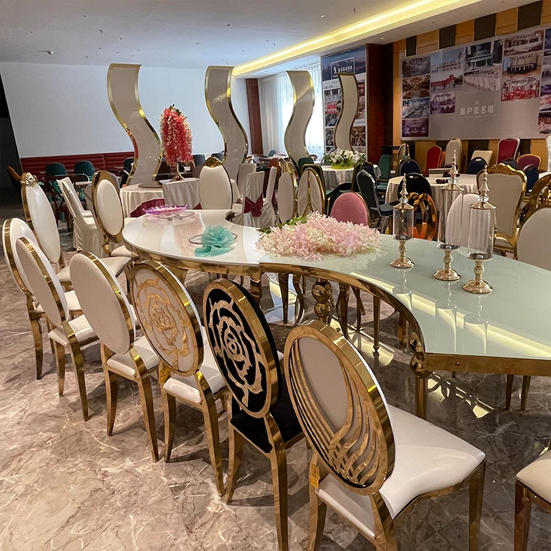 Great quality modern luixury 4 seaters 6 seaters 8 seaters home furniture goldenstainless steel dining tables and chairs