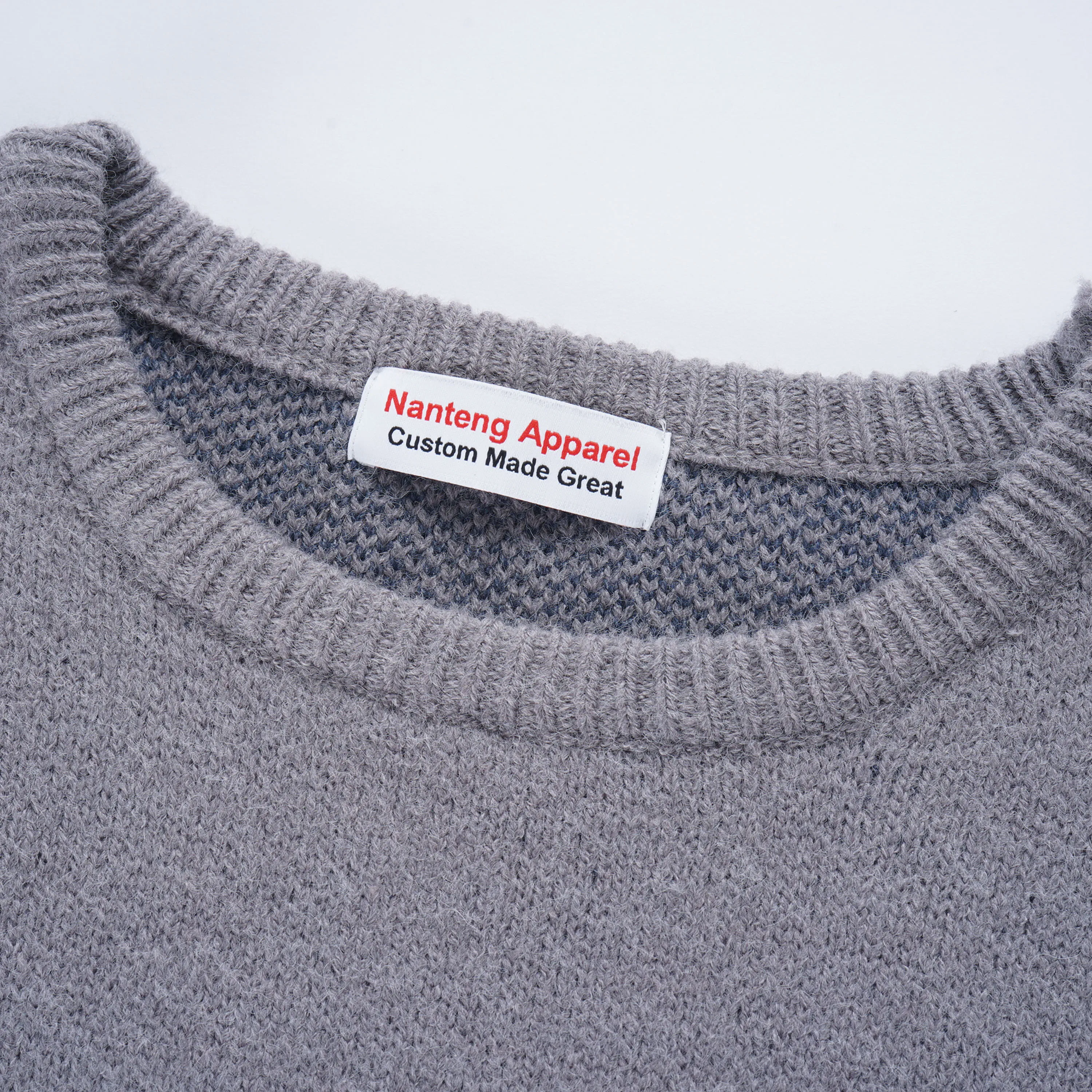 Nanteng Custom High Quality Fit Jumper Jacquard Knitwear Irregular Pattern Stylish Crewneck Long Sleeve Mens Pullover Sweaters