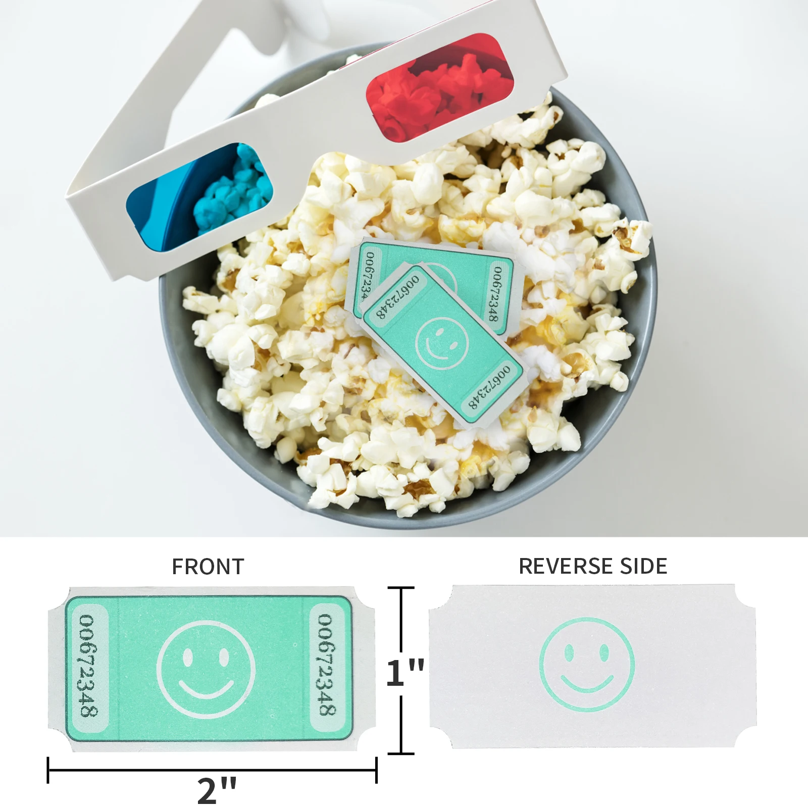 L LIKED Smile Raffle Tickets Roll,Each Tickets 1'x2', for Events, Entry, Class Reward 1000 Tickets/Single Rolls -Green