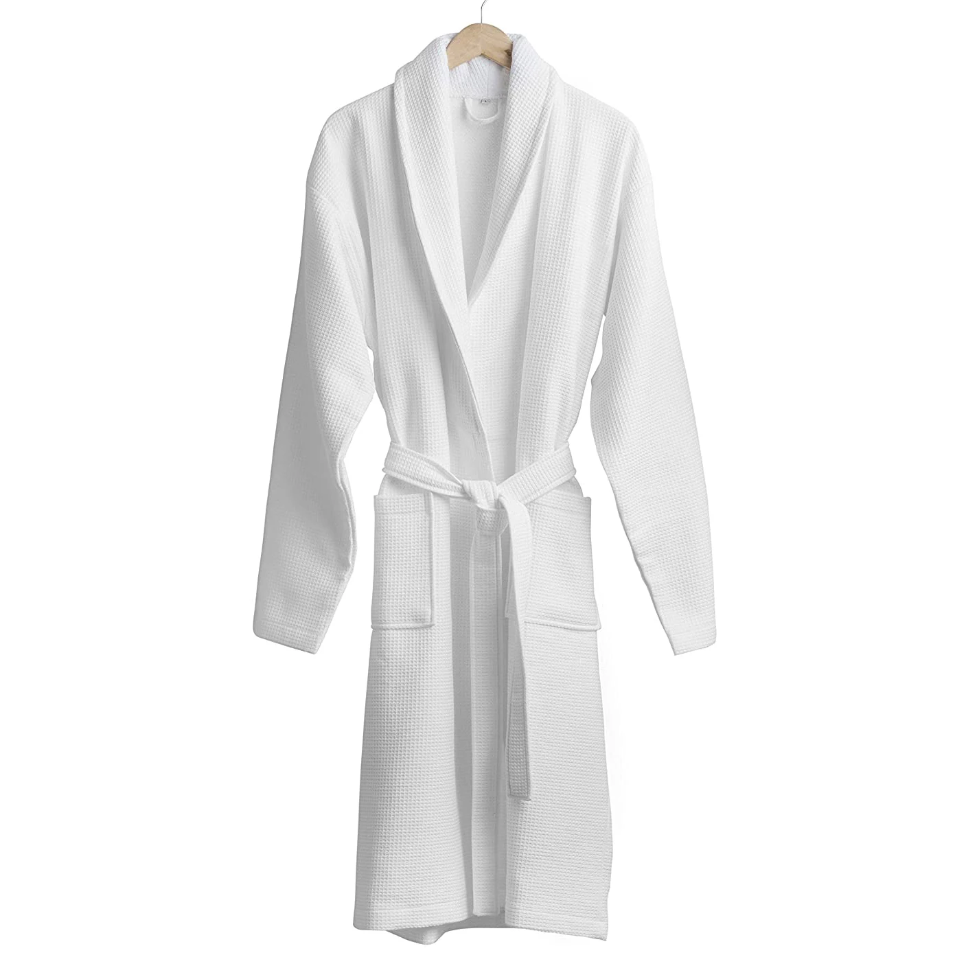 Waffle Knit Shawl Collar Robe Lightweight Long Waffle Unisex Spa & Bath Robes for Men and Women