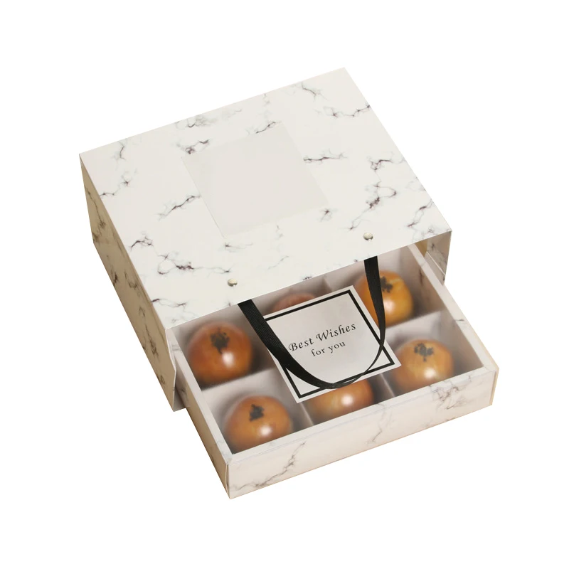 White Cake Sweet Drawer Box Baking Special Biscuit Macaron Packaging Paper Custom Pastry Box