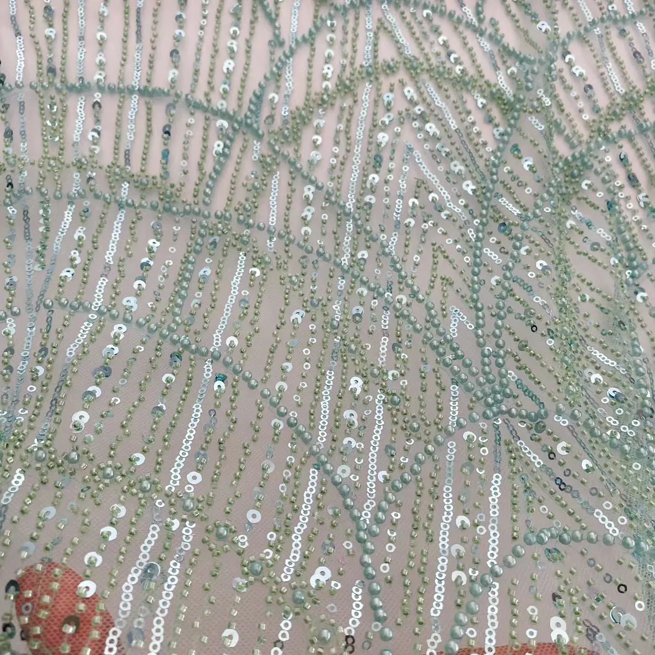 LS136 High Quality African Embroidery Bridal Pearl Lace Fabric Luxury Heavy Beaded Sequins Lace Fabric For Wedding Dress